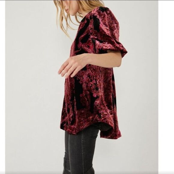 NWT Free People Maye Printed Velvet Tunic / Black Combo - Picture 8 of 8